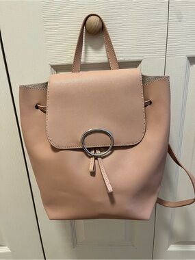 Adolfo Dominguez Dusty Pink Genuine Leather Backpack